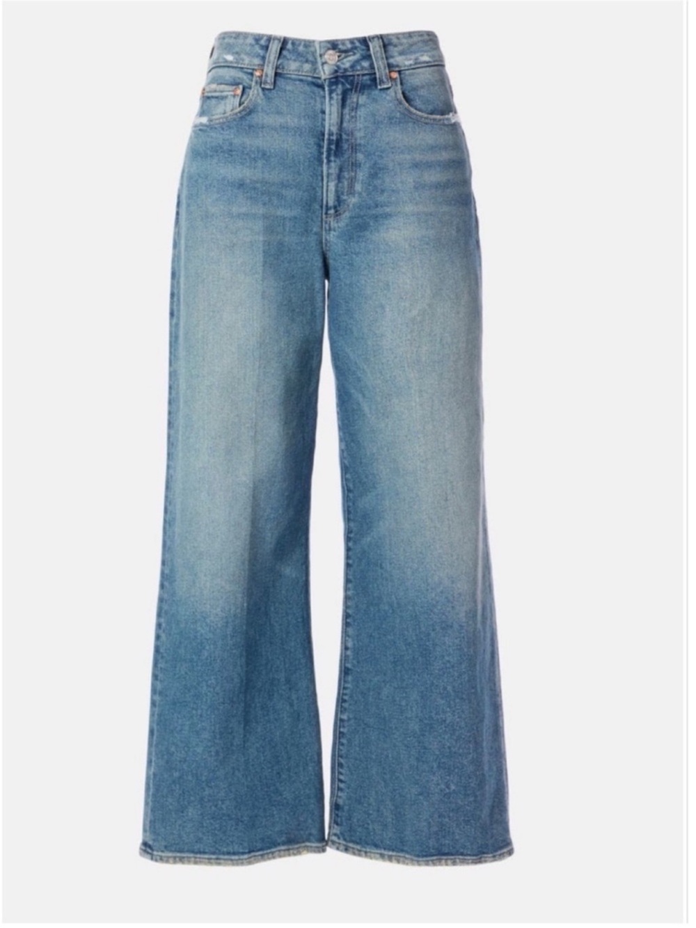 Paige Womens Anessa wide leg crop jeans, wash: Cats Meow, size 24